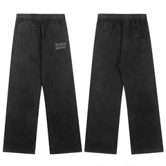 Broken Planet Minimal Embroidery Washed Black Matching Tracksuit Set