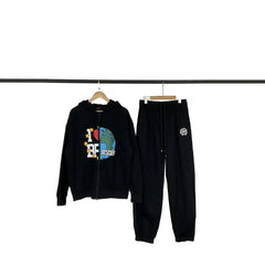 Broken Planet I Love BP Earth Graphic Zip‑Up Tracksuit Set (3 Colors)