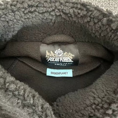Broken Planet Sherpa Fleece Full Zip Stand Collar Jacket - Black