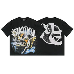 Mixed Emotion Black Tee – Twin Angels Worn Emotion Print