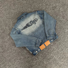 Broken Planet Flame BP Logo Washed Zip Denim Jacket
