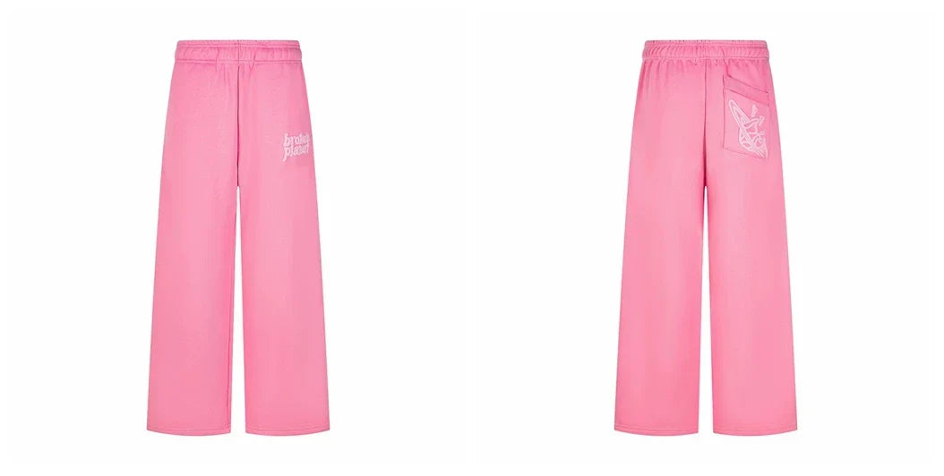 Broken Planet Logo Pink Wide Leg Sweatpants