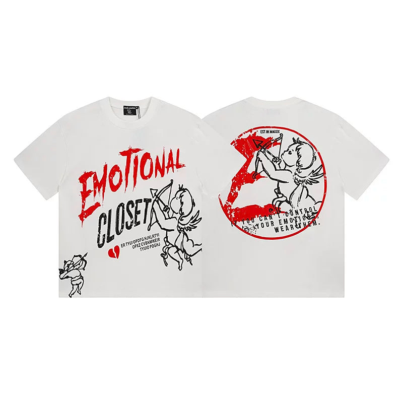 Mixed Emotion White Tee – Emotional Closet Cupid Print