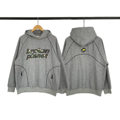 Broken Planet Camo Logo Raglan Hoodie - Heather Grey