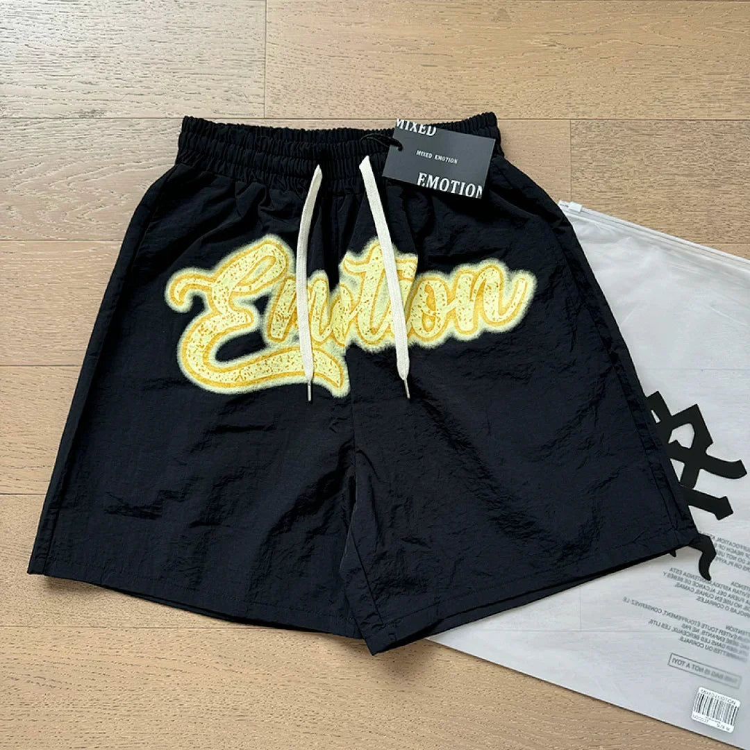 Mixed Emotion Cherub Angel Print Short‑Sleeve Zip Shirt & Shorts Set