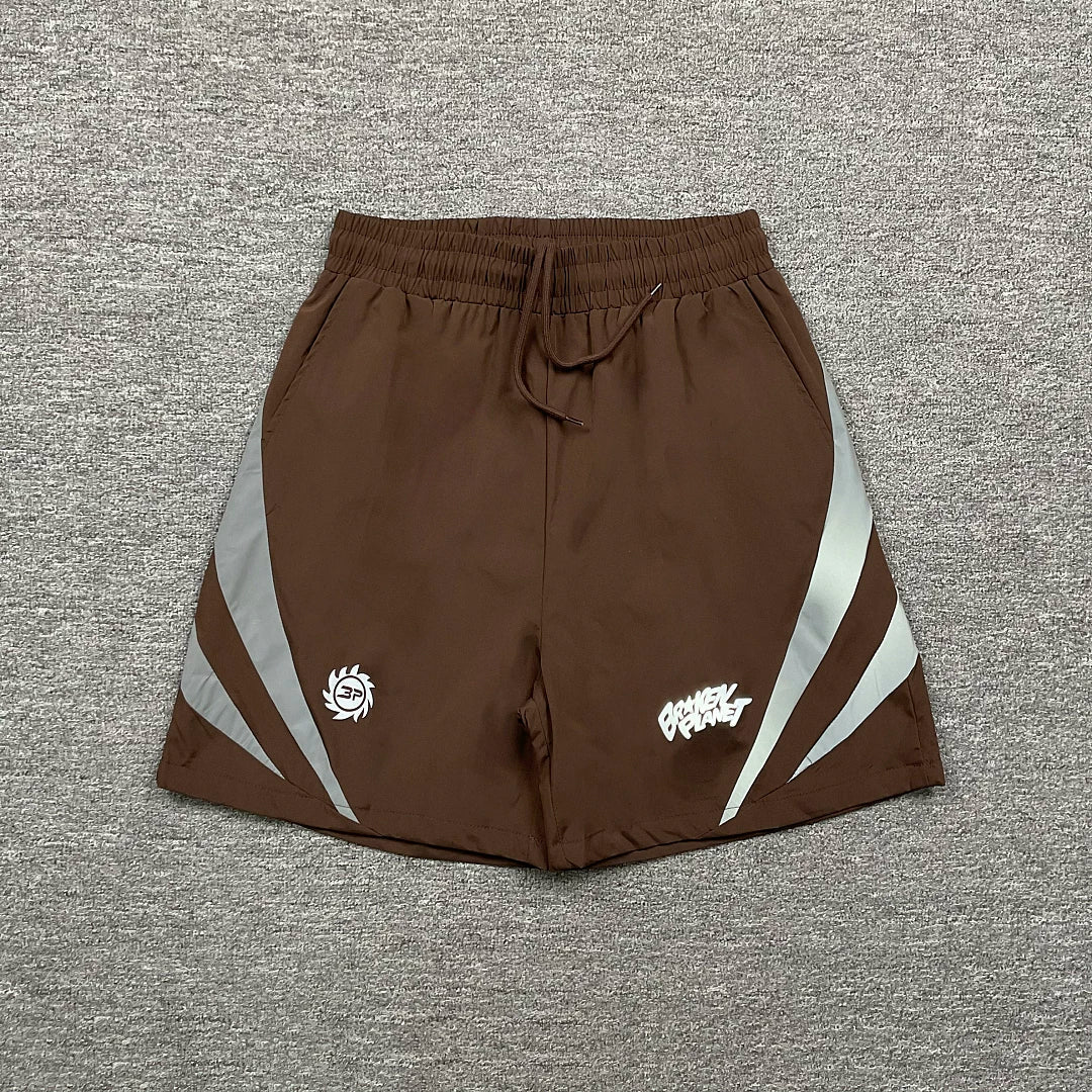 Broken Planet Angular Panel Graffiti Sport Shorts‑4 Colors