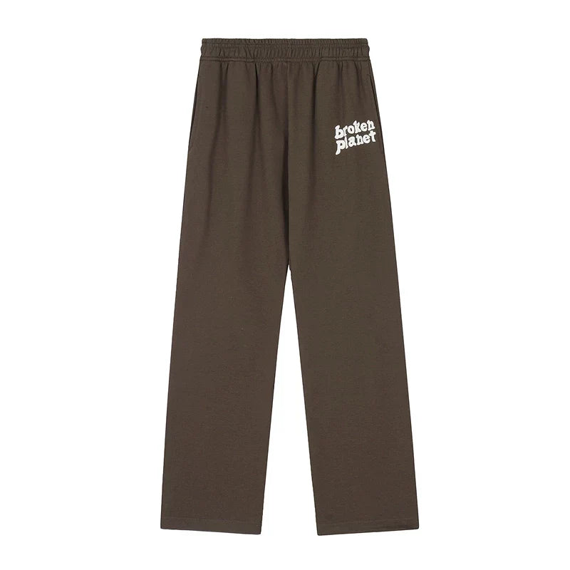 Broken Planet Brown Logo Wide Leg Sweatpants