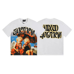 Mixed Emotion White Tee – Angel Kids Umbrella Emotion Print