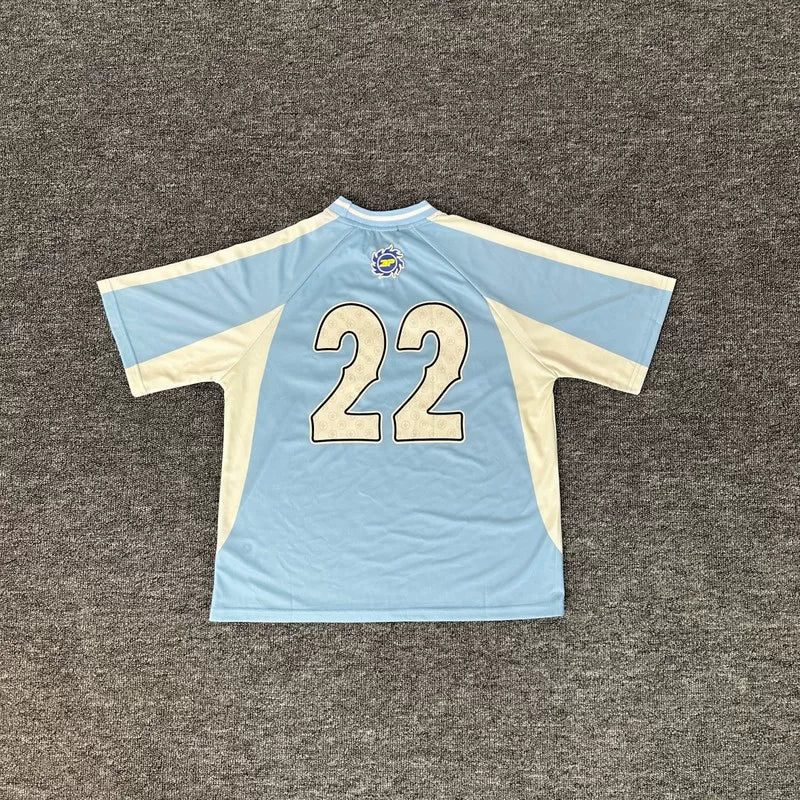 Broken Planet Light Blue Retro Football Jersey T-Shirt