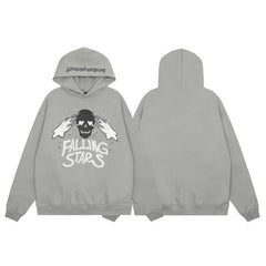 Broken Planet Falling Stars Light Grey Oversized Graphic Hoodie