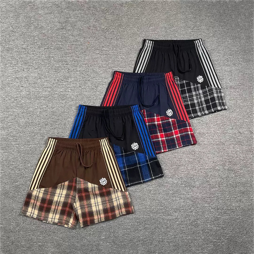 Broken Planet Multi‑Stripe Plaid Patchwork Shorts‑4 Colors