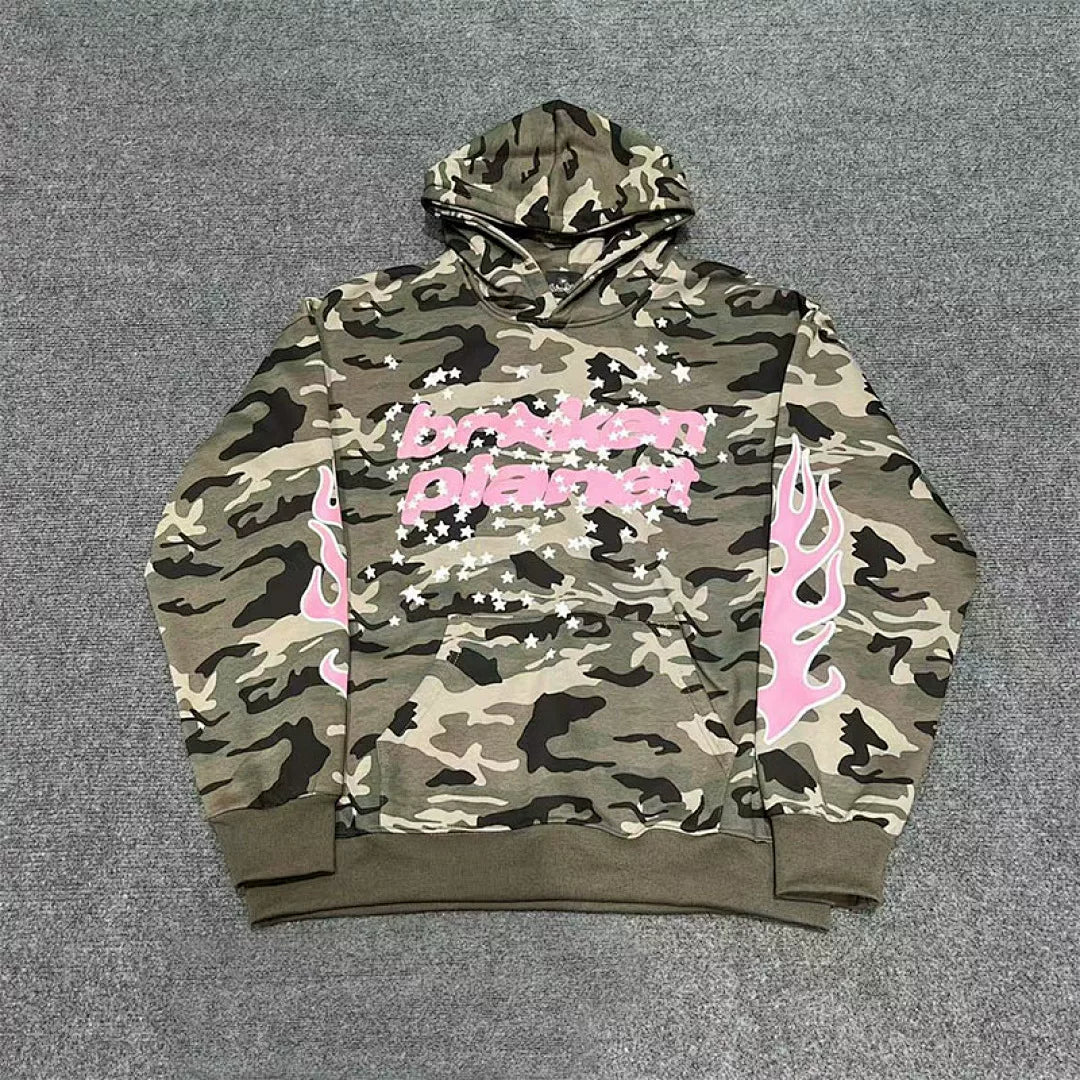 Broken Planet Pink Flame Star Allstars Hoodie - 2 Colors Available