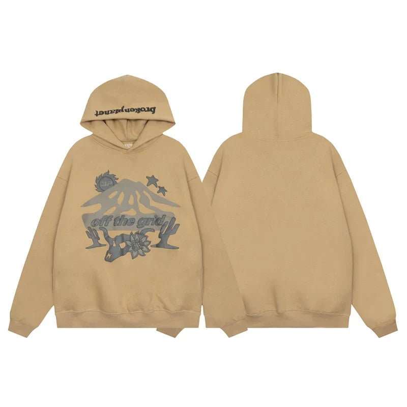Broken Planet Off The Grid Khaki Oversized Hoodie