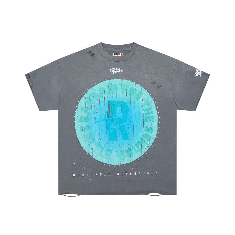 Rough Play Aura Sold Separately Oversized Graphic Tee — Washed Grey