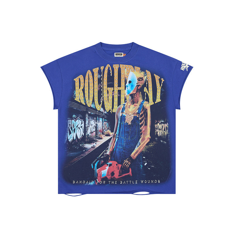 Rough Play Bandaid for the Battle Wounds Oversized Graphic Tee — Royal Blue