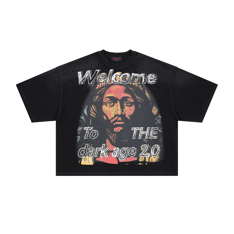 Rare Peace Welcome To The Dark Age 2.0 Oversized Graphic Tee — Black