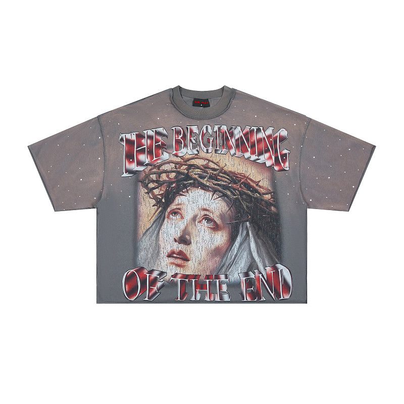 Rare Peace "The Beginning of the End" Oversized Graphic Tee — Washed Grey
