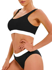 Contrast Color Bikini Set Women Backless Split Swimsuit Holiday Bathing Suit  Summer Two-pieces Beachwear Bikini