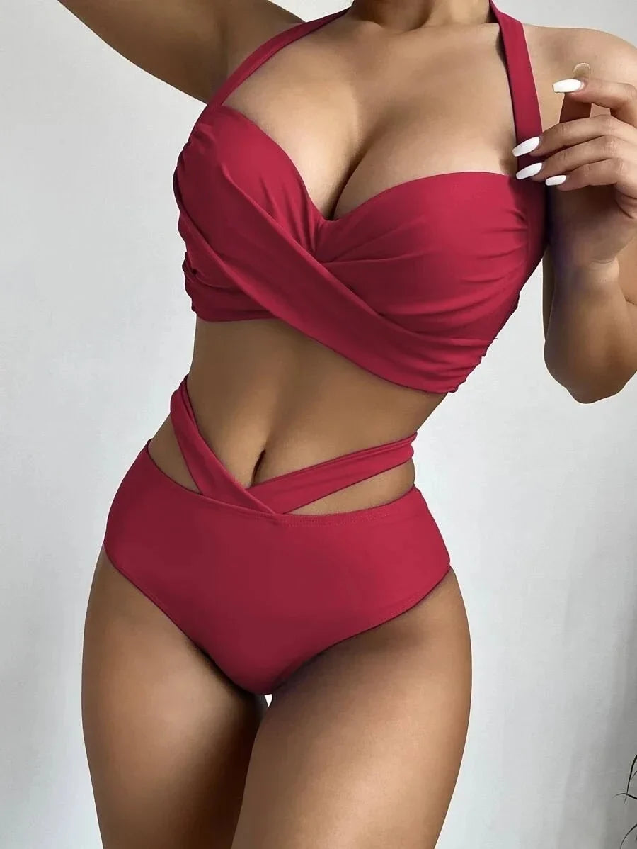 Coloured Print Swimwear Female Large Swimsuits Beach Wear Summer Two-Piece Bathing Suit Pool Women's Swimming Suit
