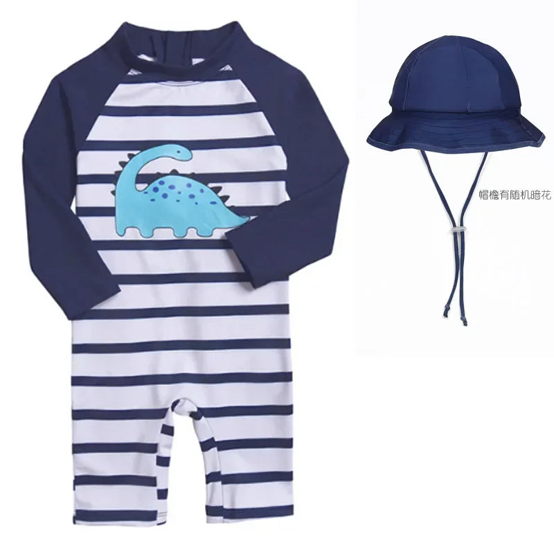 UV Baby Boy Swimsuit One Piece Swimming Jumpsuit Ruffles Bathing Suit SPF 50 Long Sleeve Kids Swimwear for Girls 1-7 Years
