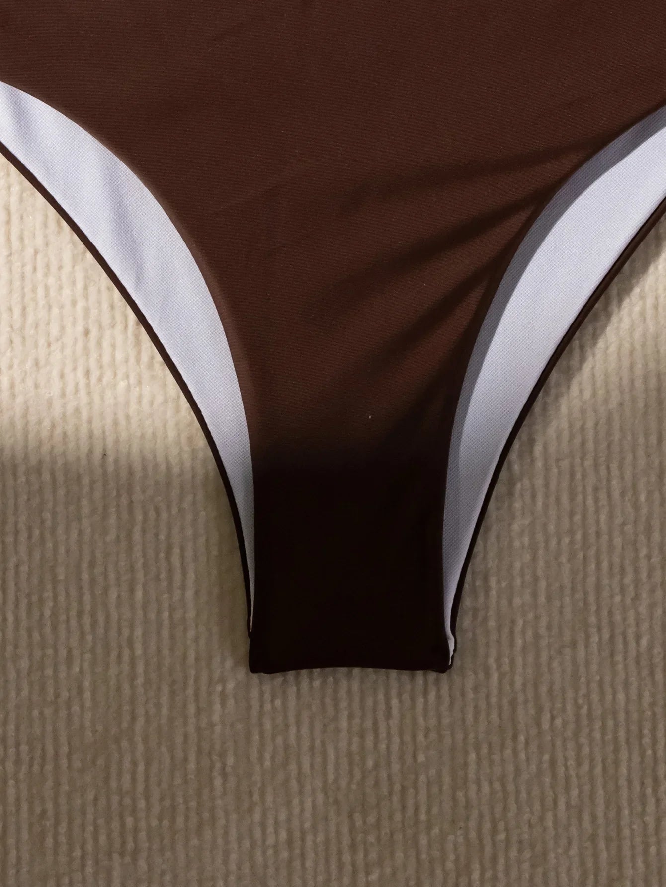 Coffee Coloured Halter Pleated Bikini Set Women