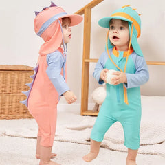 UV Baby Boy Swimsuit One Piece Swimming Jumpsuit Ruffles Bathing Suit SPF 50 Long Sleeve Kids Swimwear for Girls 1-7 Years