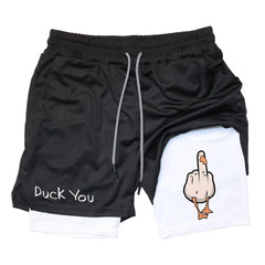 Men's Cartoon Duck Print Quick Drying Shorts | Summer Fitness Wear