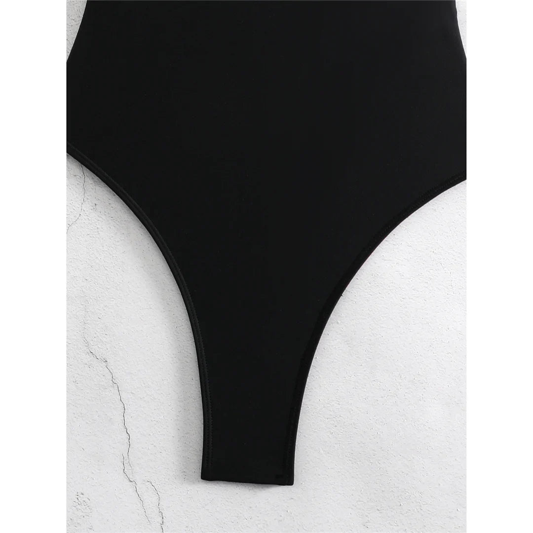 S - XL V Shaped Cut Out Backless One Piece Swimsuit Women Swimwear Female Splicing High Leg Cut Bather Bathing Suit Swim