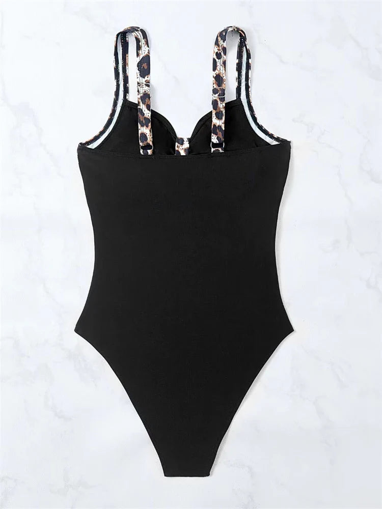 One Piece Swimsuit Women Solid V Neck Sling Bodysuit Monokini Swimwear Summer Backless Beach Bathing Suit Female