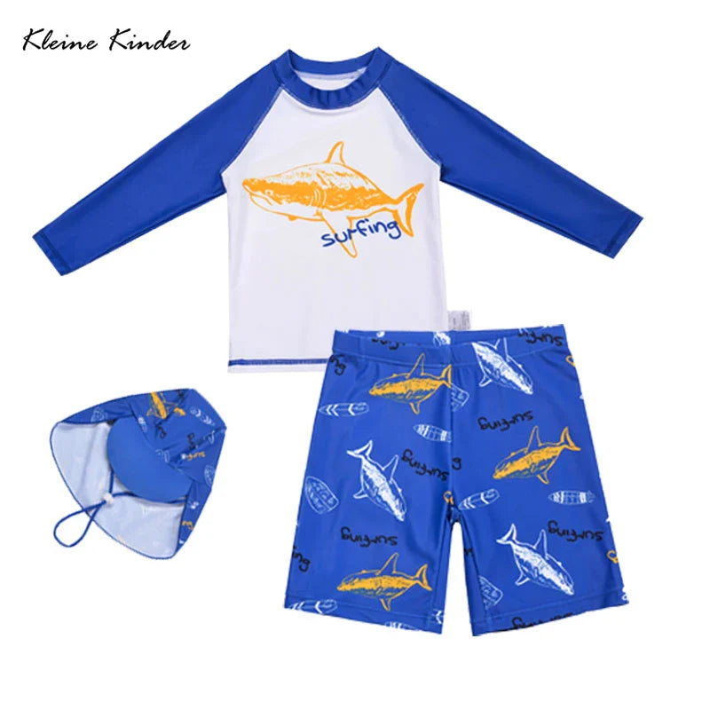 Kids Swimwear Anti UV Kids Swimsuit for Boys Long Sleeve 3-Piece Children Swimming Bathing Suit Rash Guard Seaside Beach Clothes