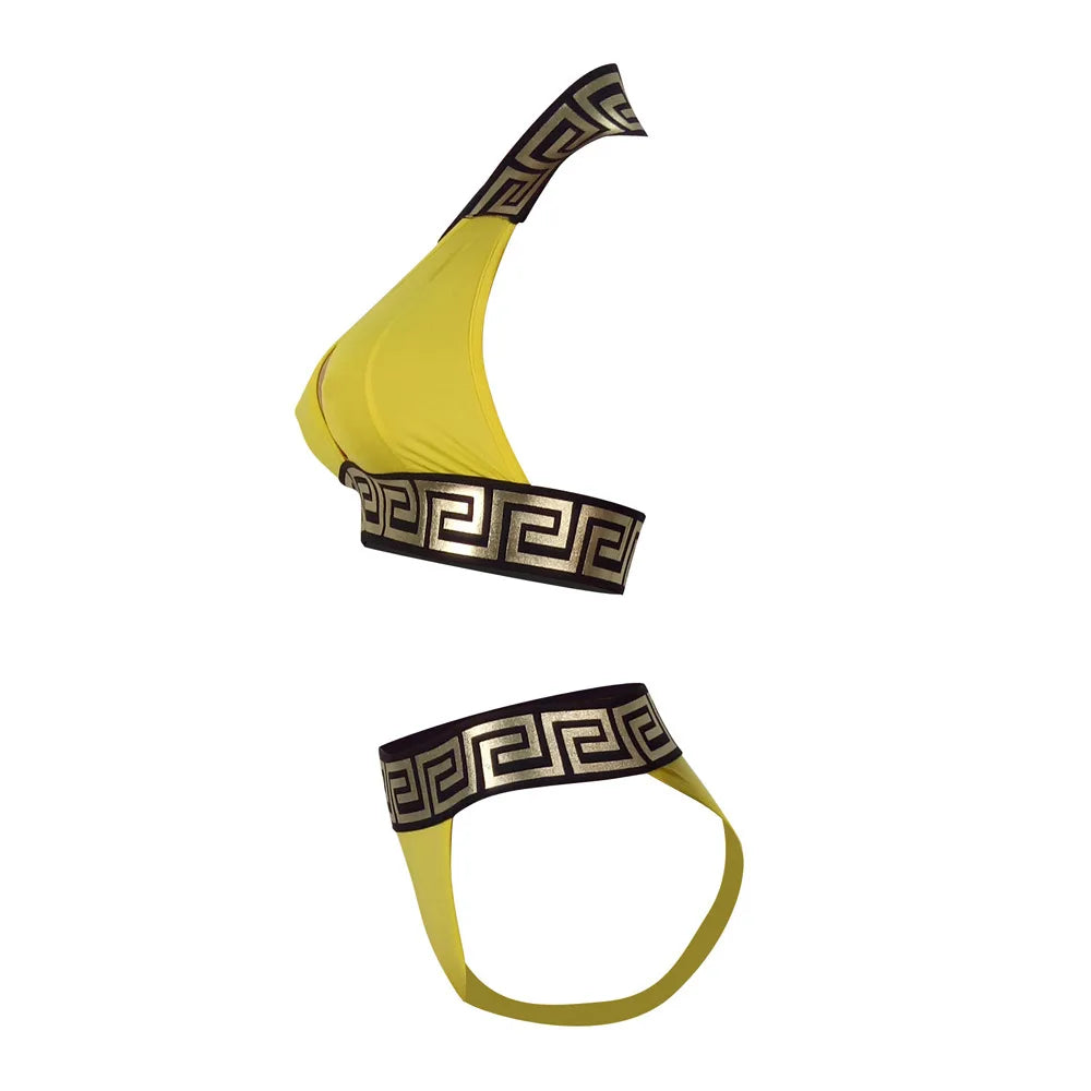 Print Black Push Up Bikini Two Pieces Set Women Swimwear Bandage Halter Swimsuit Bathing Suit