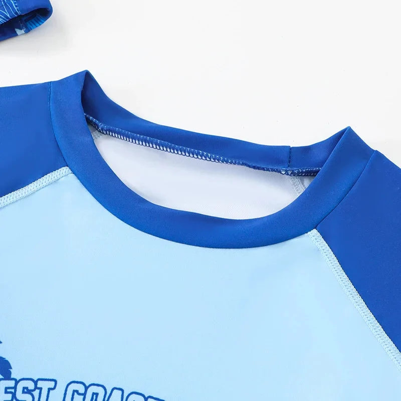 Boys' Long-Sleeved Swimsuit Children Sunscreen Cartoon Swimwear Suit Summer Thin Split Swimming Costume Kids Holiday Beachwear
