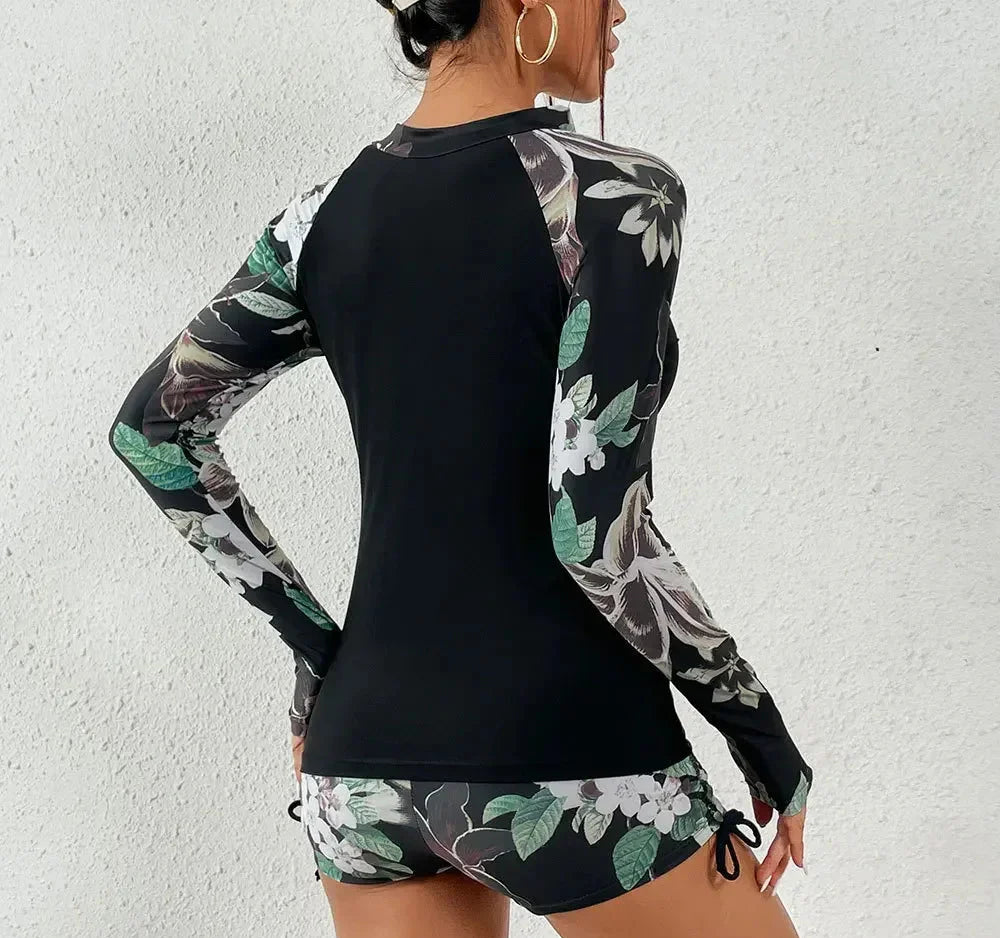 Female Swimsuit With Long Sleeves Swimwear Sports Surfing Tankini Set Beachwear Two-Piece Bathing Suits Pool Women Swimming Suit