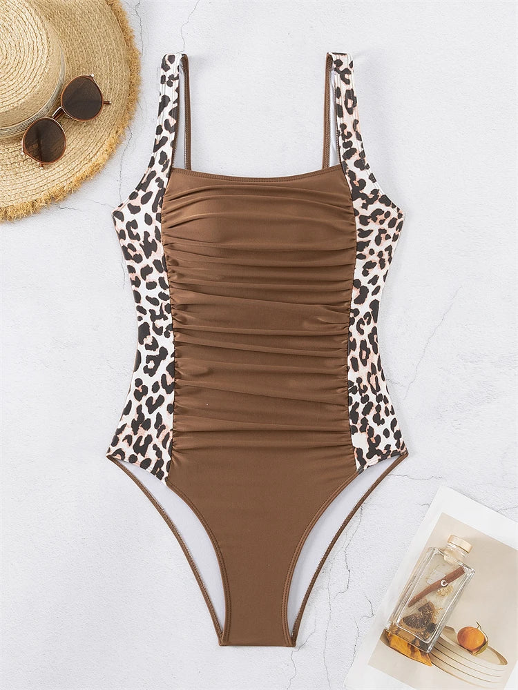 One Piece Swimsuit Women Solid V Neck Sling Bodysuit Monokini Swimwear Summer Backless Beach Bathing Suit Female