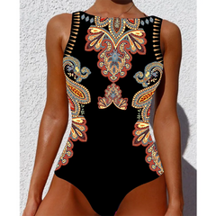 Print One Piece Swimsuit Push Up Swimwear Women Vintage Retro Bathing Suits Bodysuit Beach Wear Backless Monokini Pool