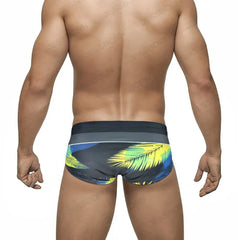 summer style men's dream leaf swim trunks low waist European and American beach hot spring swimming briefs