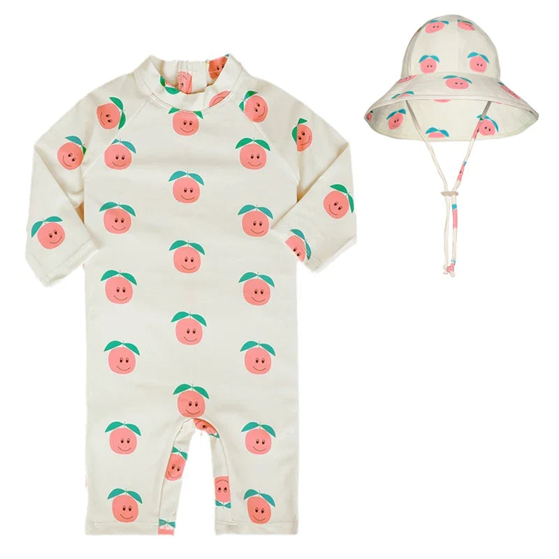 UV Baby Boy Swimsuit One Piece Swimming Jumpsuit Ruffles Bathing Suit SPF 50 Long Sleeve Kids Swimwear for Girls 1-7 Years