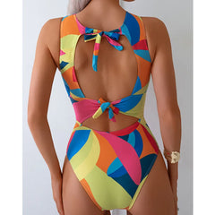 Color Print Design One-Piece Swimsuits Closed Women Swimwear For Swimming Wear Body Bathing Suits Beachwear Pool Bather
