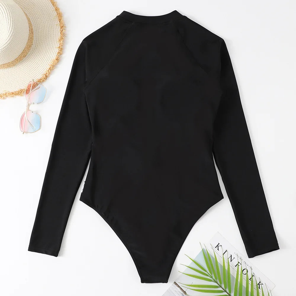 Coloured Flowers Long Sleeves Swimwear Women Surfing Swimsuits