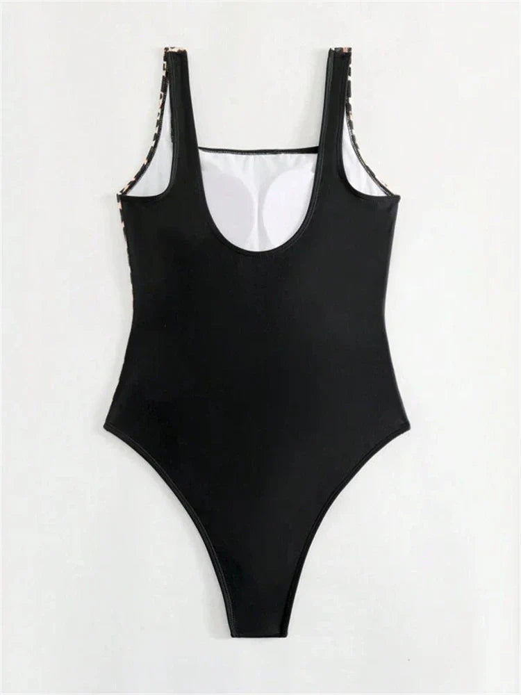 One Piece Swimsuit Women Solid V Neck Sling Bodysuit Monokini Swimwear Summer Backless Beach Bathing Suit Female