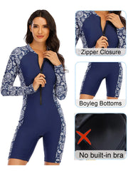 One Piece Swim Suit Swimwear Women Rashguard Padded Swimsuit UPF 50 Front Zip Surf Wetsuit