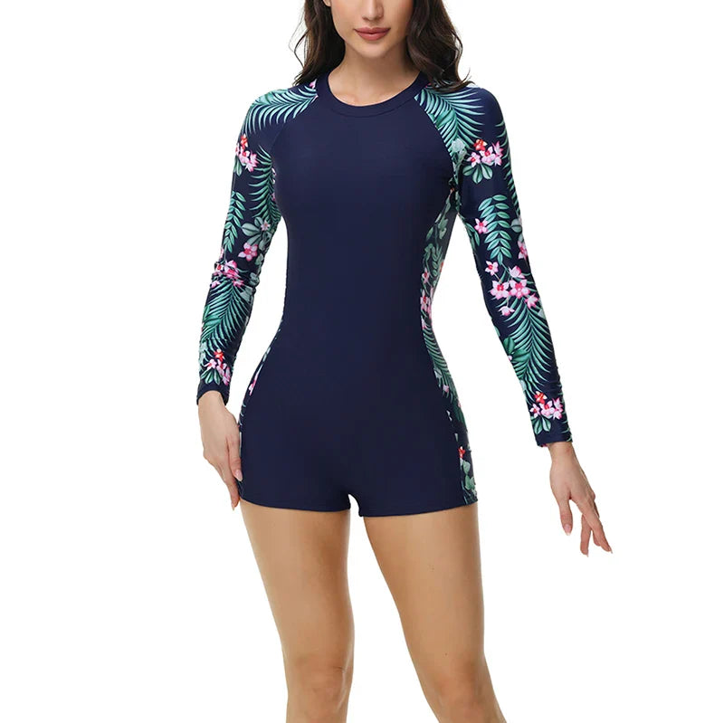 Women Swimsuits One Piece Sports Beach Bathing Suits with Zipper Woman Monokini Lady Bodysuits Sunscreen Surfing Swimwear