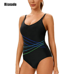 One Piece Athletic Swimsuit for Women Adjustable Strap Bathing Suit Tummy Control Swimming Suits Swimwear