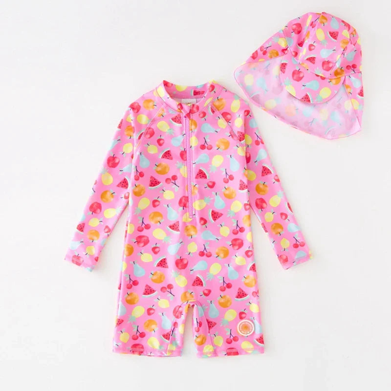 Swimsuit Kids Girl Long Sleeves Swimwear for Girls Cartoon Rabbit UPF50 UV Protection Children's Bathing Suit Beach Clothes Baby