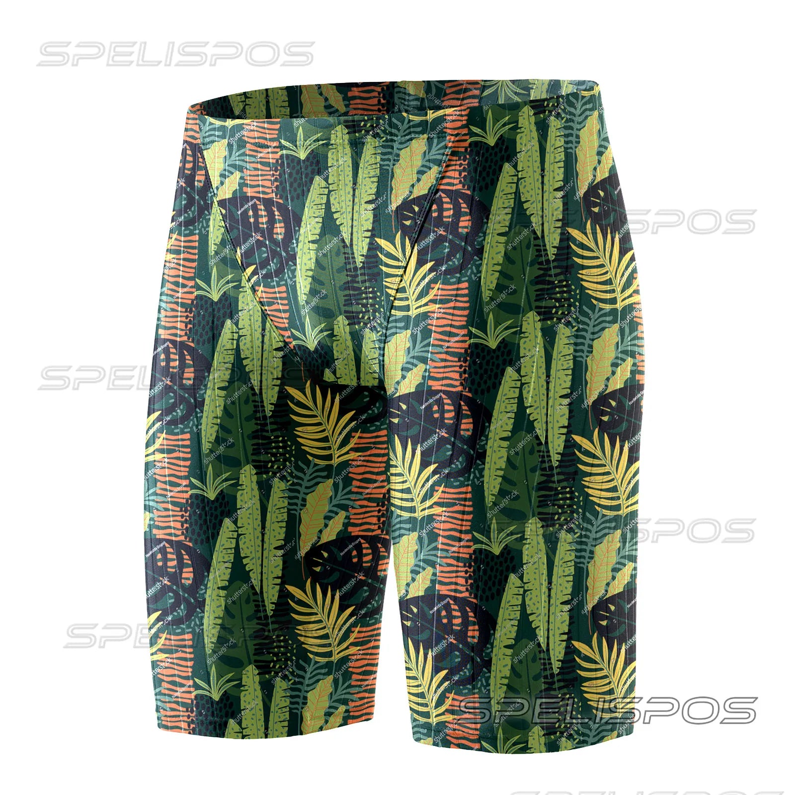 SPELISPOS Men Swimming Trunks Professional Swim Surf Trunks Summer Beach Protection Gym Tights Shorts Quick Dry Printed Plus