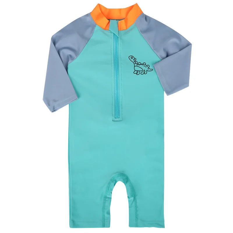 UV Baby Boy Swimsuit One Piece Swimming Jumpsuit Ruffles Bathing Suit SPF 50 Long Sleeve Kids Swimwear for Girls 1-7 Years