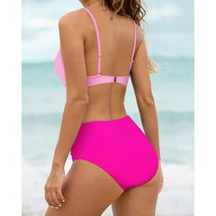 Women High Waist Bikini Swimsuit Two-pieces Simple Classic Sexy Bikini Push Up 2025 New Fashion Vacation Beachwear Bathing Suit