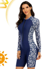 One Piece Swim Suit Swimwear Women Rashguard Padded Swimsuit UPF 50 Front Zip Surf Wetsuit