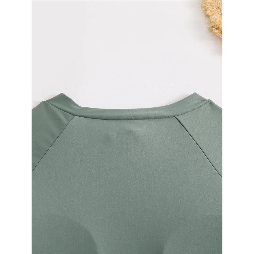 High Cut Printed Long Sleeve Zipper Surf Rash Guard One Piece Swimsuit Women Swimwear Female Bather Bathing Suit Swim