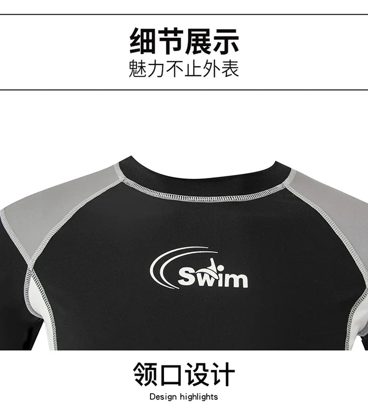 Boy Swimwear Short Shirt Two Piece Short Sleeve Solid Patchwork Teenager Children Kids Swimming Beach Wear 2024 9-16 years